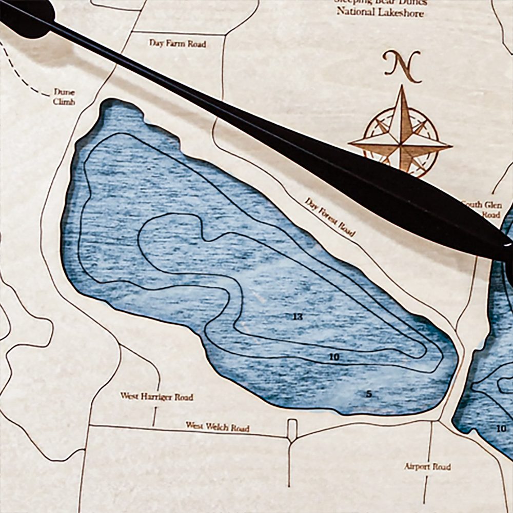 Glen Lake Nautical Clock Birch Accent with Deep Blue Water Detail Shot 1