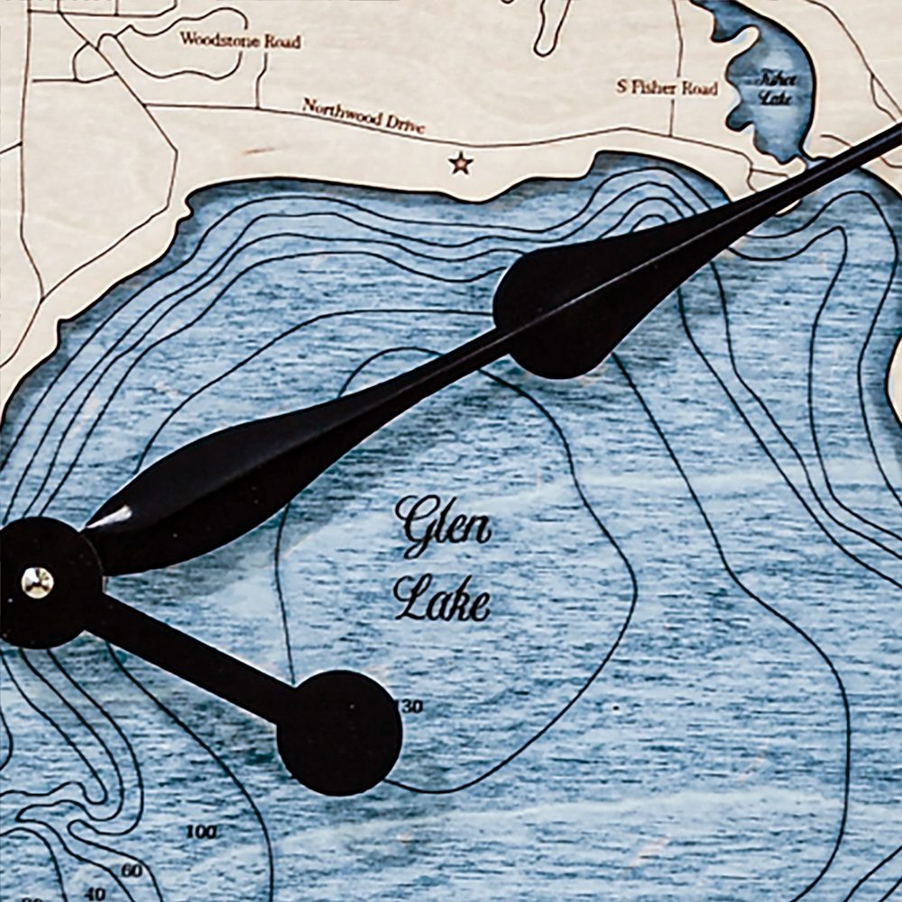 Glen Lake Nautical Clock Birch Accent with Deep Blue Water Detail Shot 2