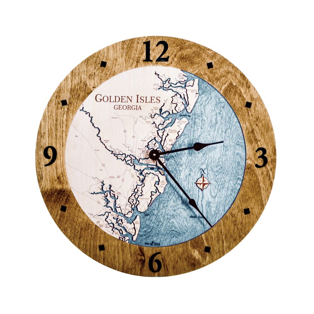 Golden Isles Nautical Clock Americana Accent with Blue Green Water