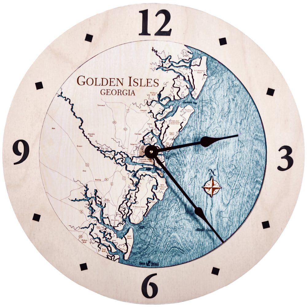 Golden Isles Nautical Clock Birch Accent with Blue Green Water Product Shot