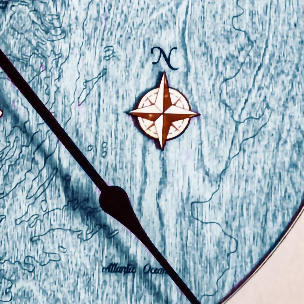 Golden Isles Nautical Clock Birch Accent with Blue Green Water Detail Shot 3