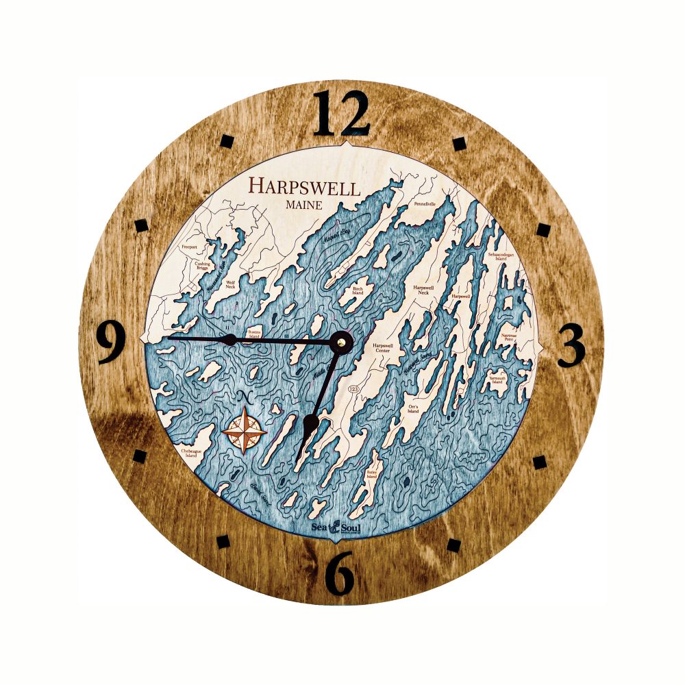 Harpswell Nautical Clock Americana Accent with Blue Green Water