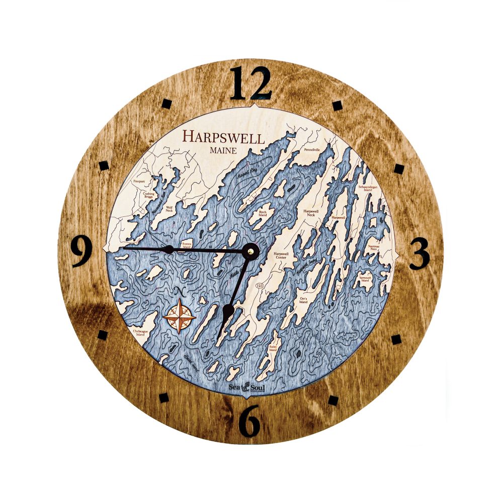 Harpswell Nautical Clock Americana Accent with Deep Blue Water