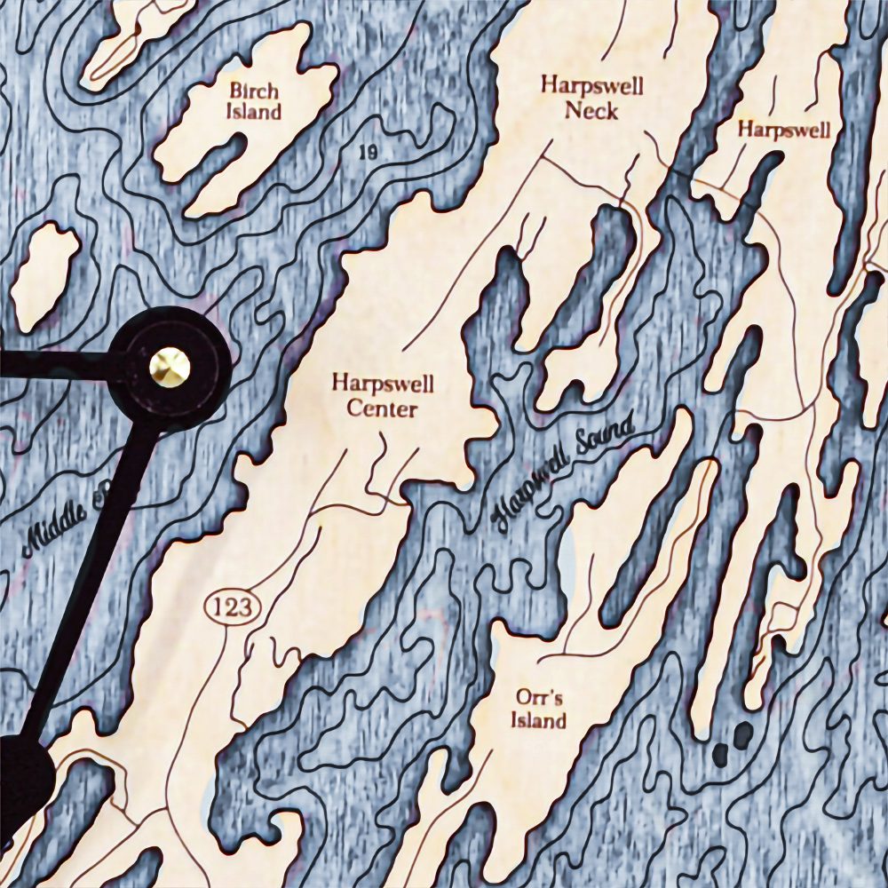 Harpswell Nautical Clock Birch Accent with Deep Blue Water Detail Shot 2