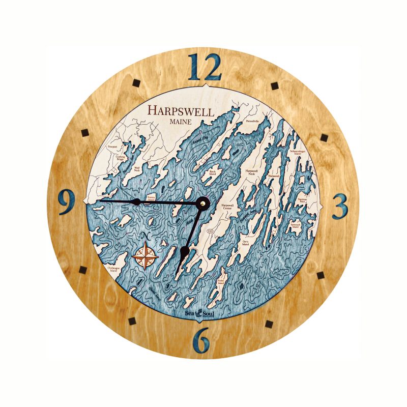 Harpswell Nautical Map Clock Sea and Soul Charts