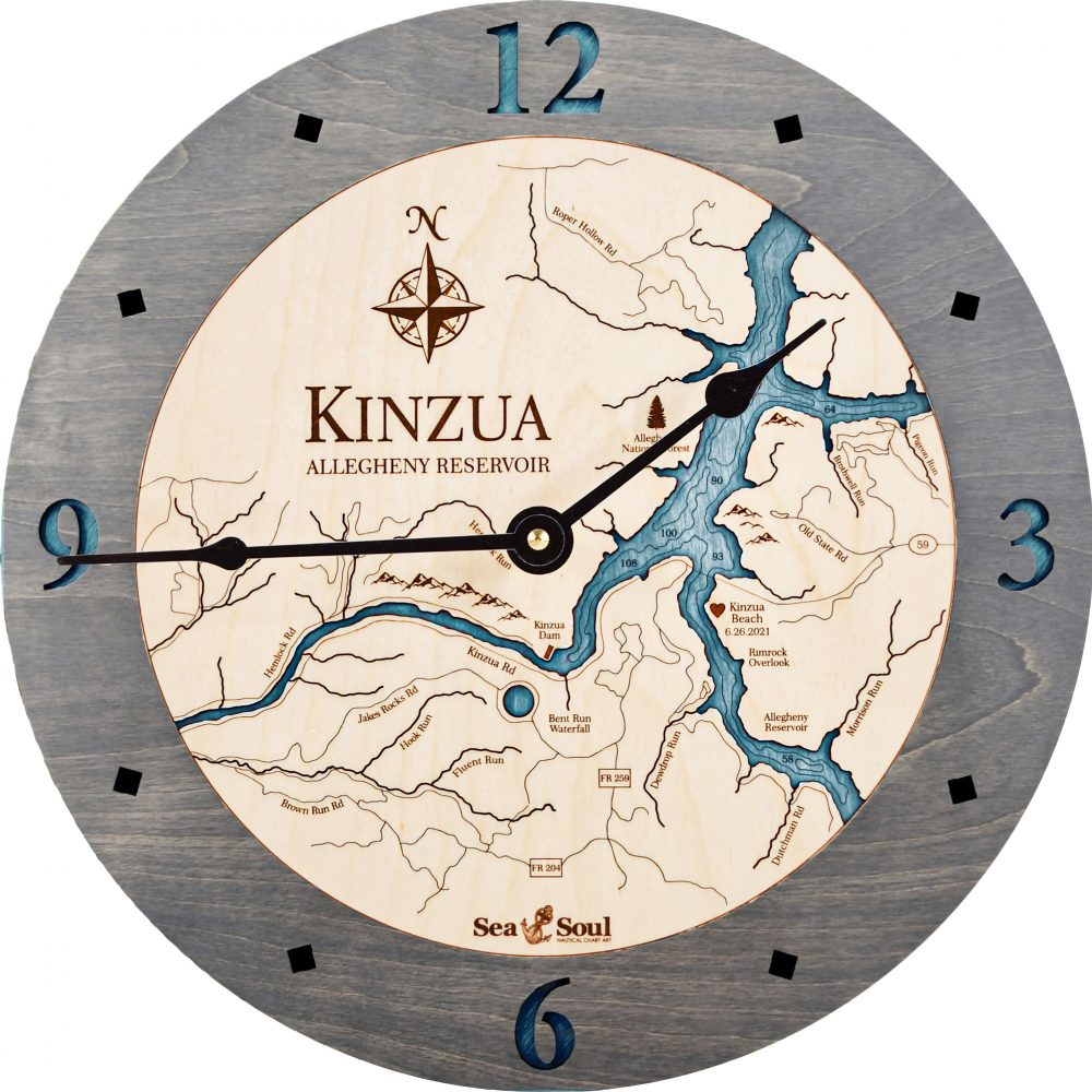 Kinzua Nautical Clock Driftwood Accent with Blue Green Water Product Shot
