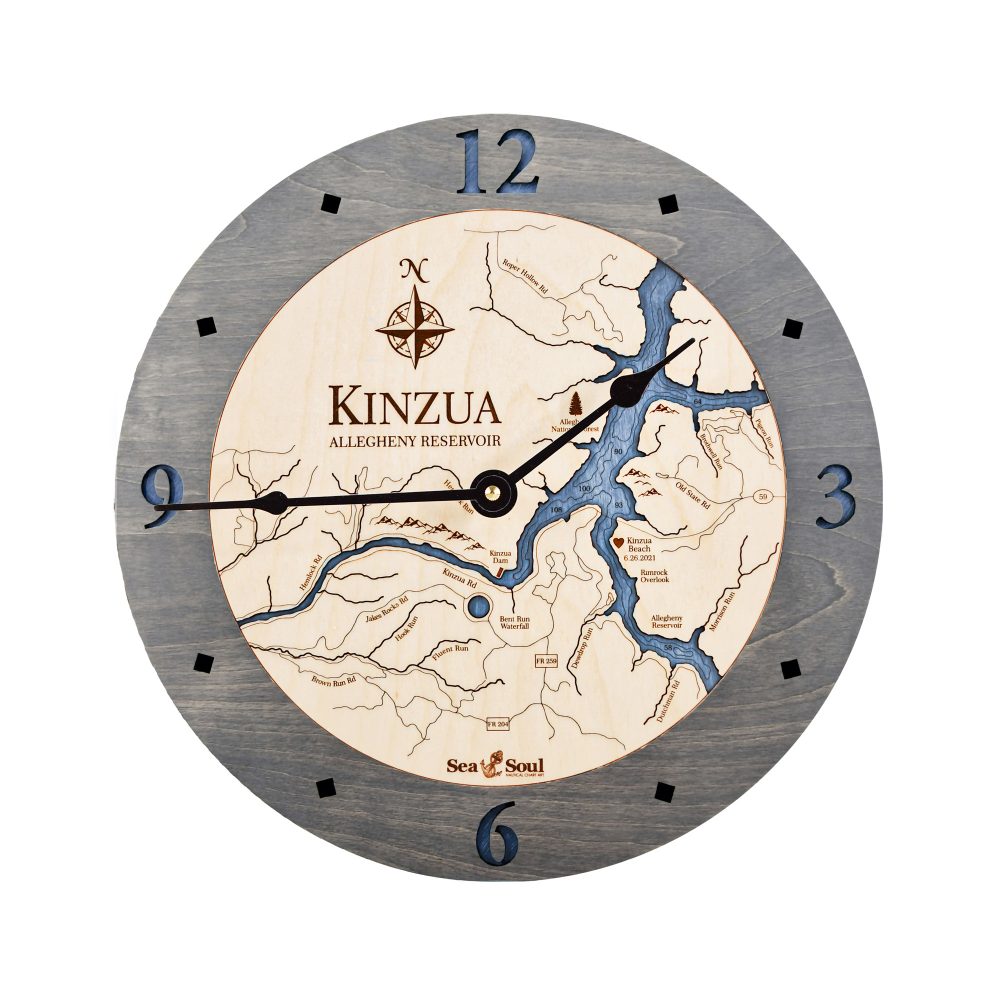 Kinzua Nautical Clock Driftwood Accent with Deep Blue Water
