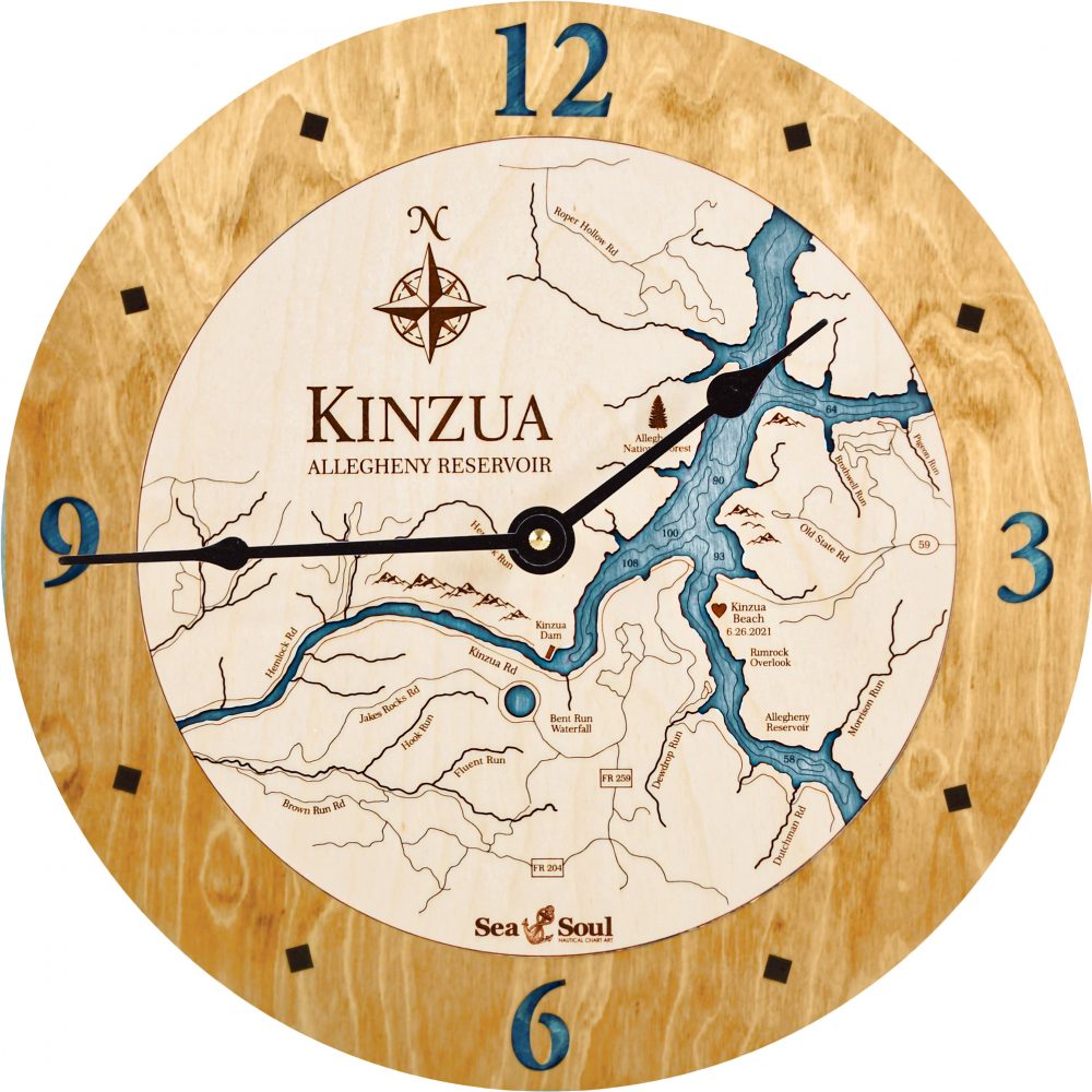 Kinzua Nautical Clock Honey Accent with Blue Green Water Product Shot