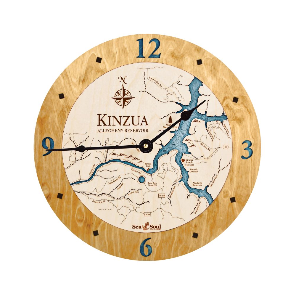 Kinzua Nautical Clock Honey Accent with Blue Green Water