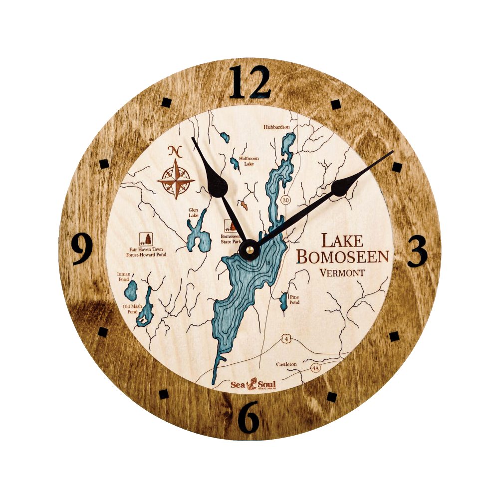 Lake Bomoseen Nautical Clock Americana Accent with Blue Green Water