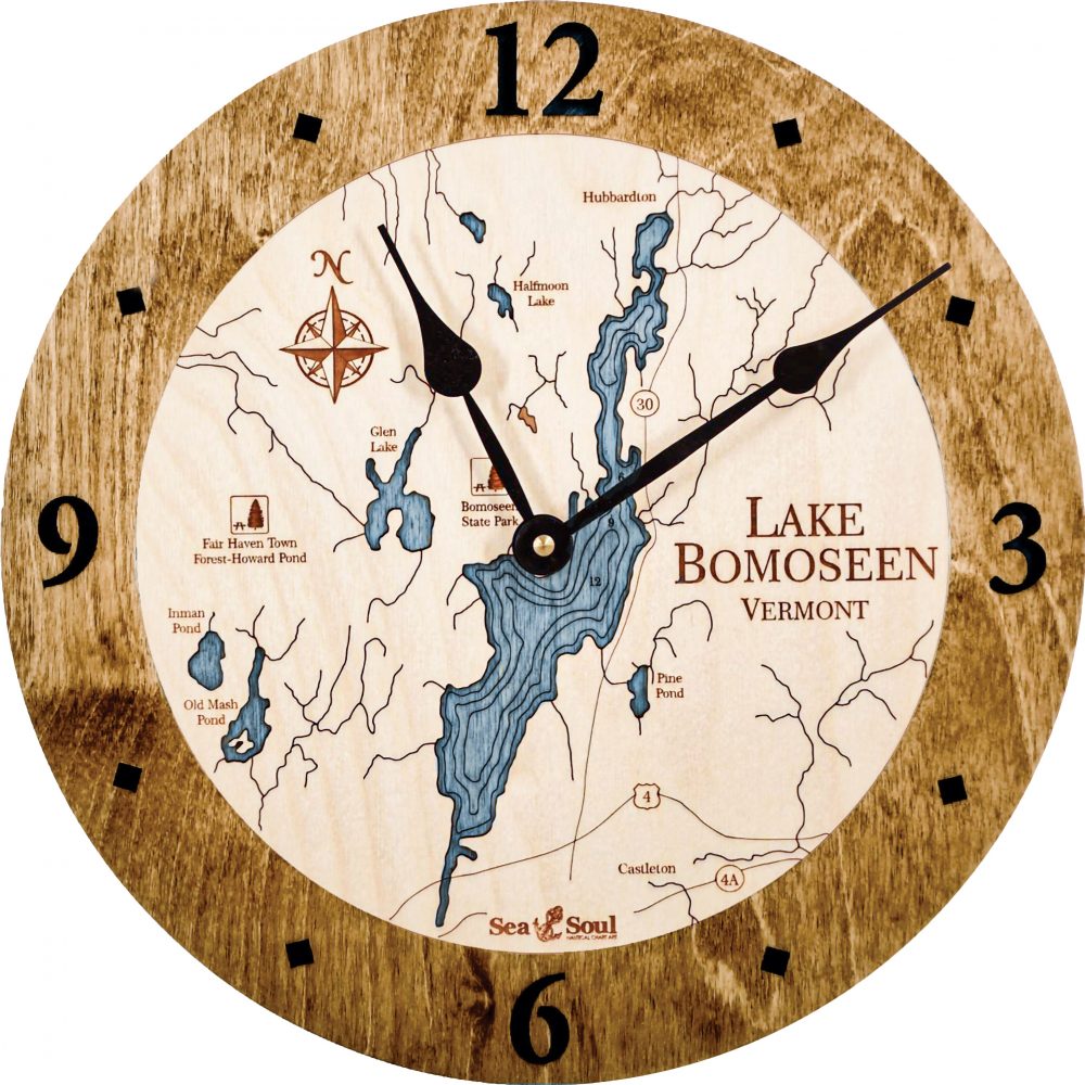 Lake Bomoseen Nautical Clock Americana Accent with Deep Blue Water Product Shot