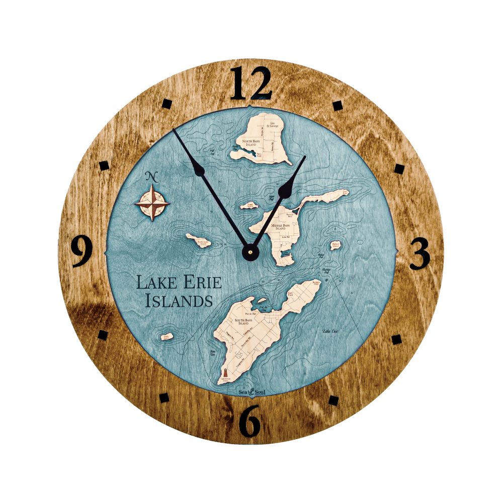 Lake Erie Islands Nautical Clock Americana Accent with Blue Green Water