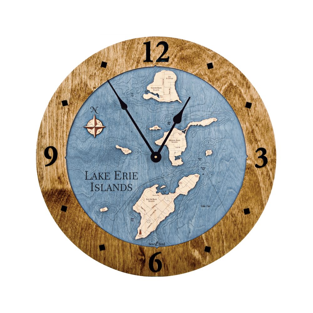 Lake Erie Islands Nautical Clock Americana Accent with Deep Blue Water