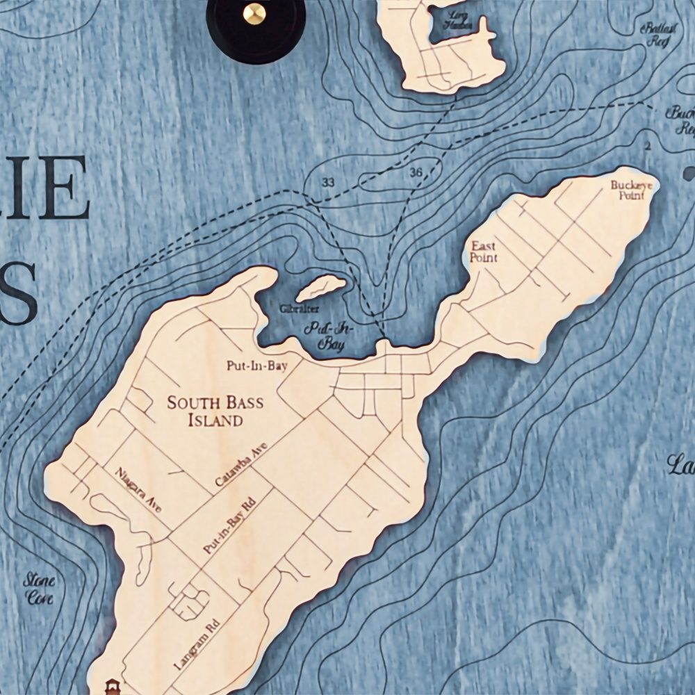 Lake Erie Islands Nautical Clock Birch Accent with Deep Blue Water Detail Shot 1