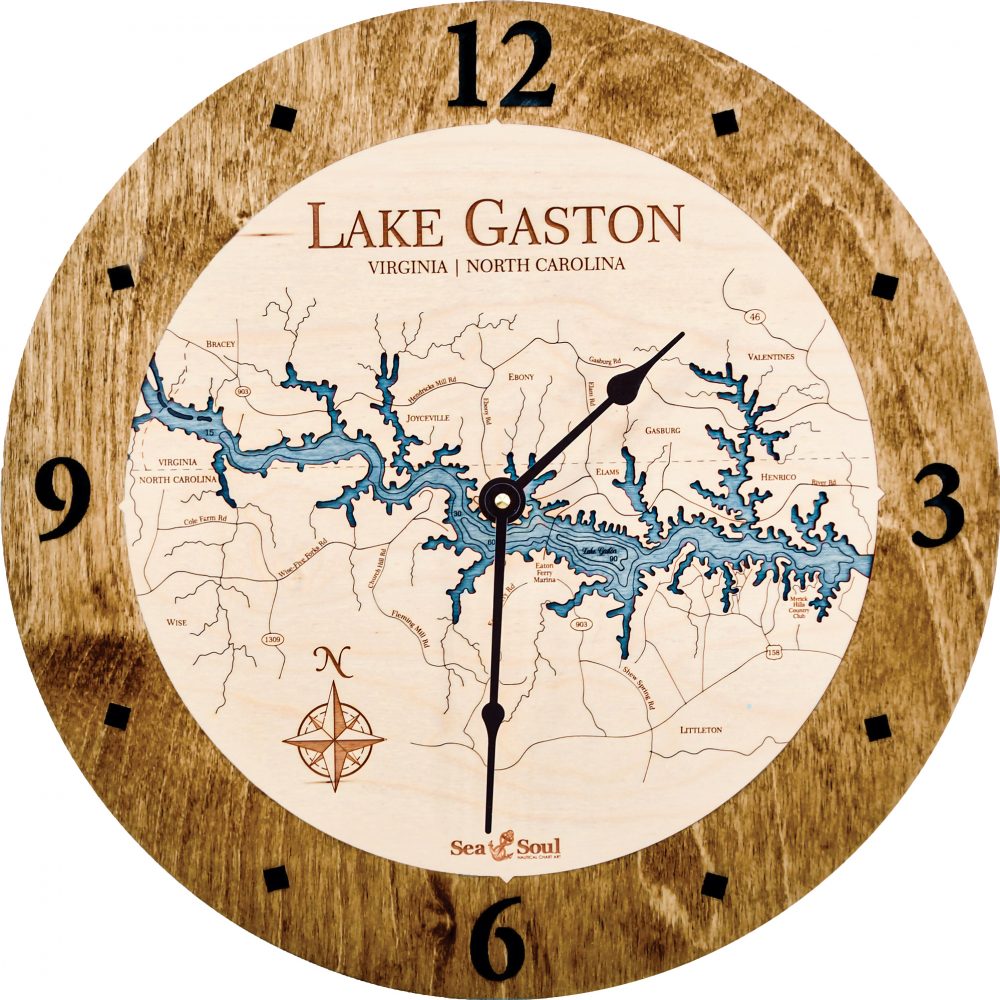 Lake Gaston Nautical Clock Americana Accent with Blue Green Water Product Shot