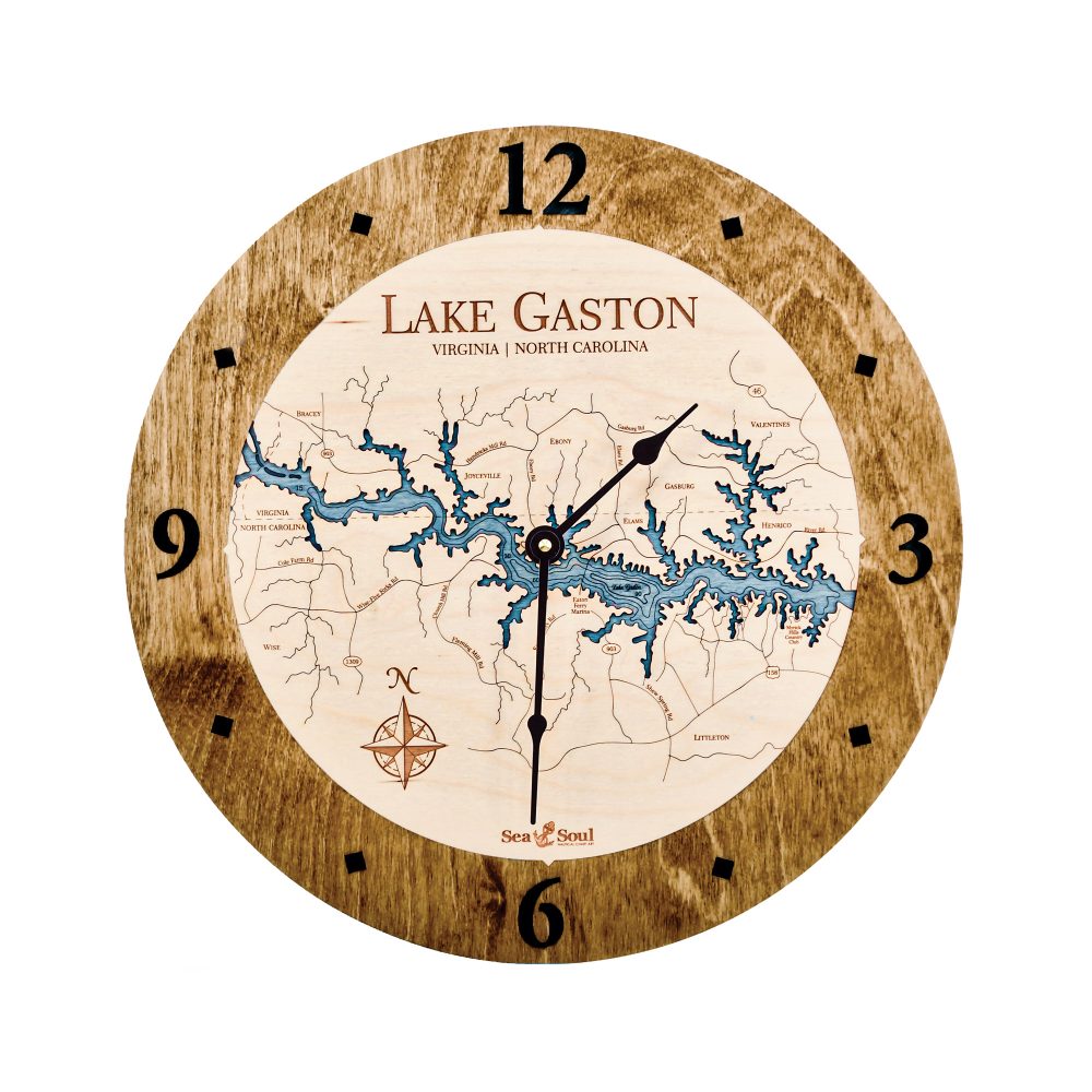 Lake Gaston Nautical Clock Americana Accent with Blue Green Water