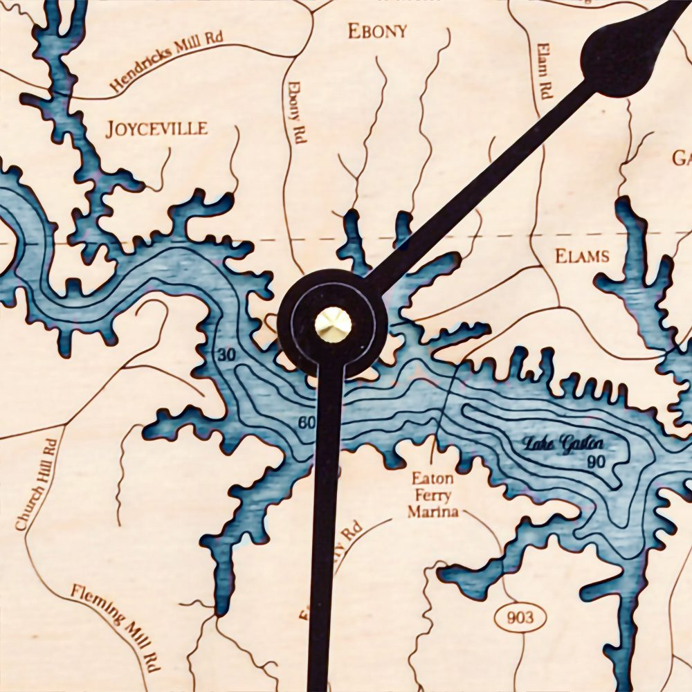 Lake Gaston Nautical Clock Birch Accent with Blue Green Water Detail Shot 2