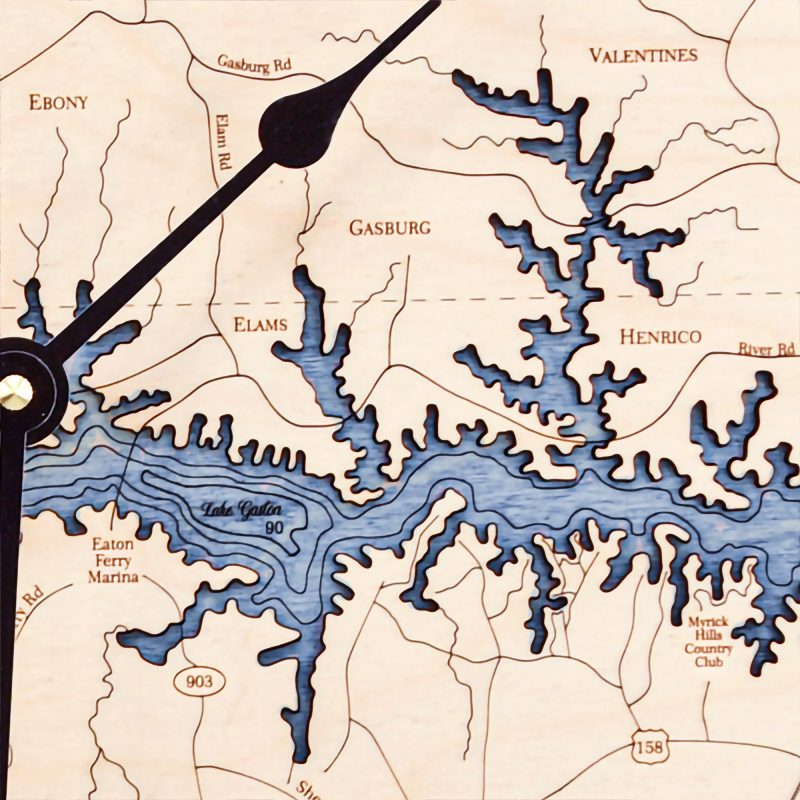 Lake Gaston Nautical Map Clock - Sea and Soul Charts