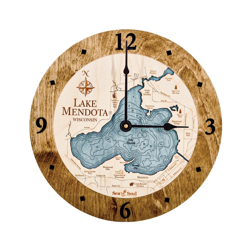 Lake Mendota Nautical Clock Americana Accent with Blue Green Water