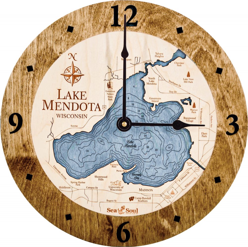 Lake Mendota Nautical Clock Americana Accent with Deep Blue Water Product Shot
