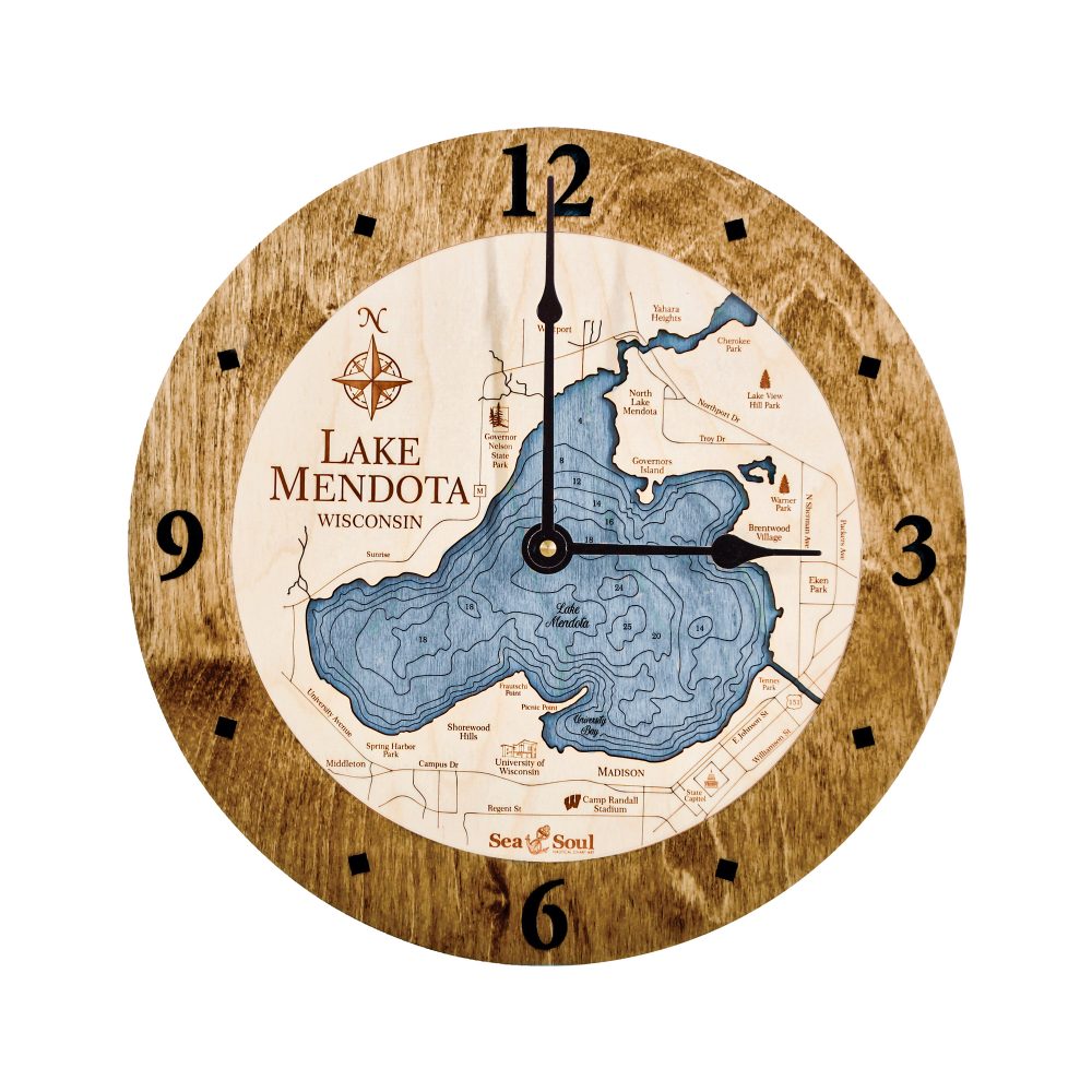 Lake Mendota Nautical Clock Americana Accent with Deep Blue Water