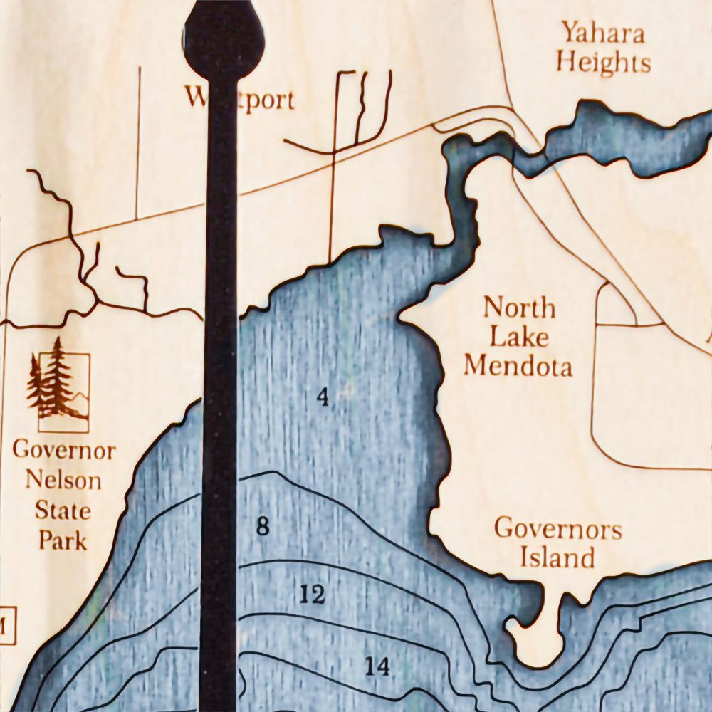 Lake Mendota Nautical Clock Birch Accent with Deep Blue Water Detail Shot 1