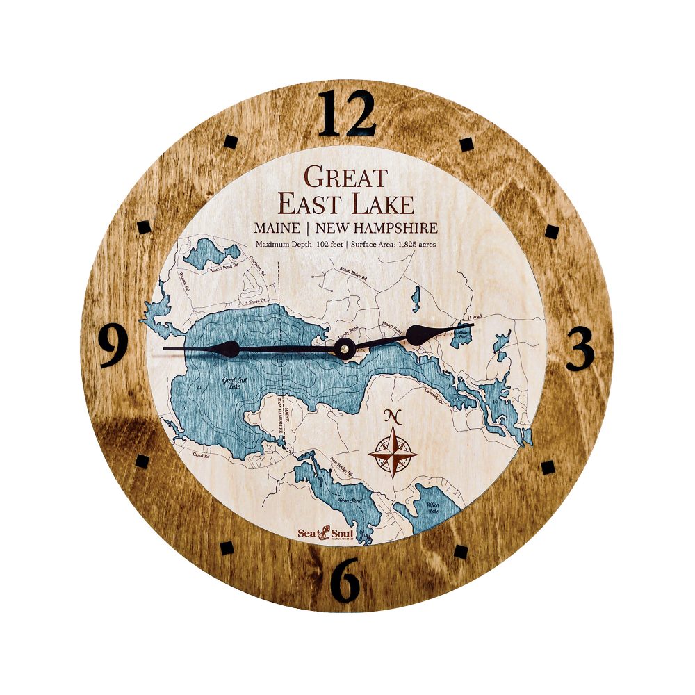 Great East Lake Nautical Clock Americana Accent with Blue Green Water