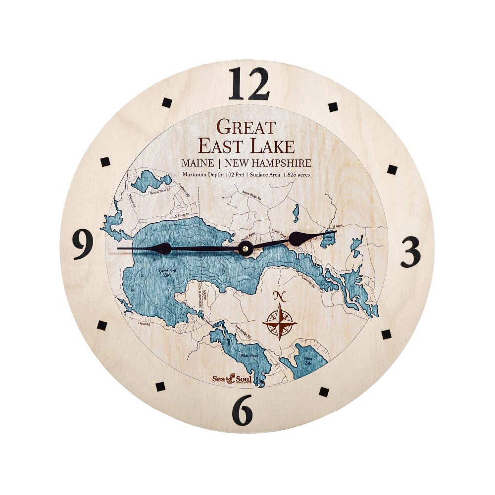 Great East Lake Nautical Clock Birch Accent with Blue Green Water