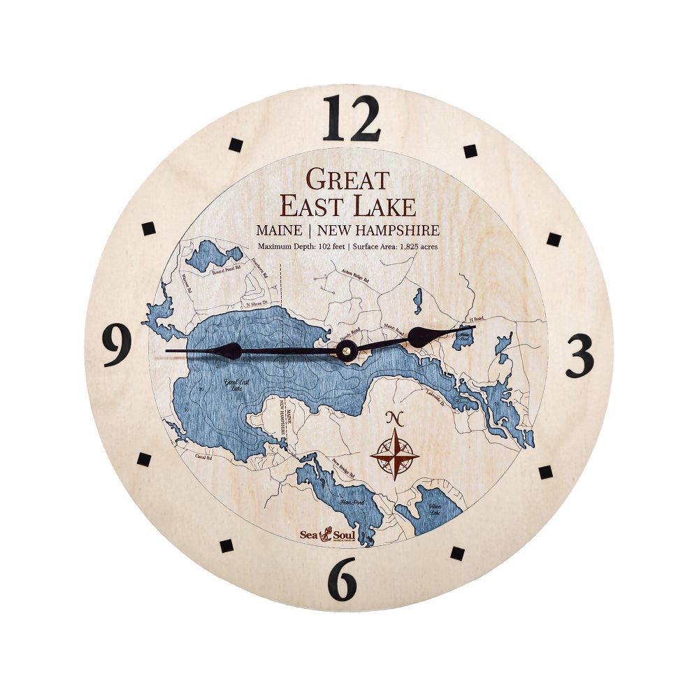 Great East Lake Nautical Clock Birch Accent with Deep Blue Water