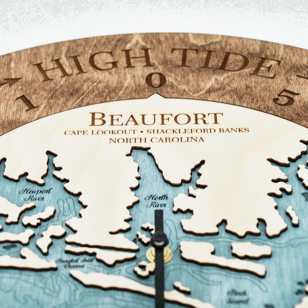Beaufort NC Tide Clock Americana with Blue Green detail