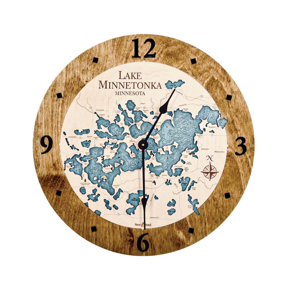 Lake Minnetonka Nautical Clock Americana Accent with Blue Green Water