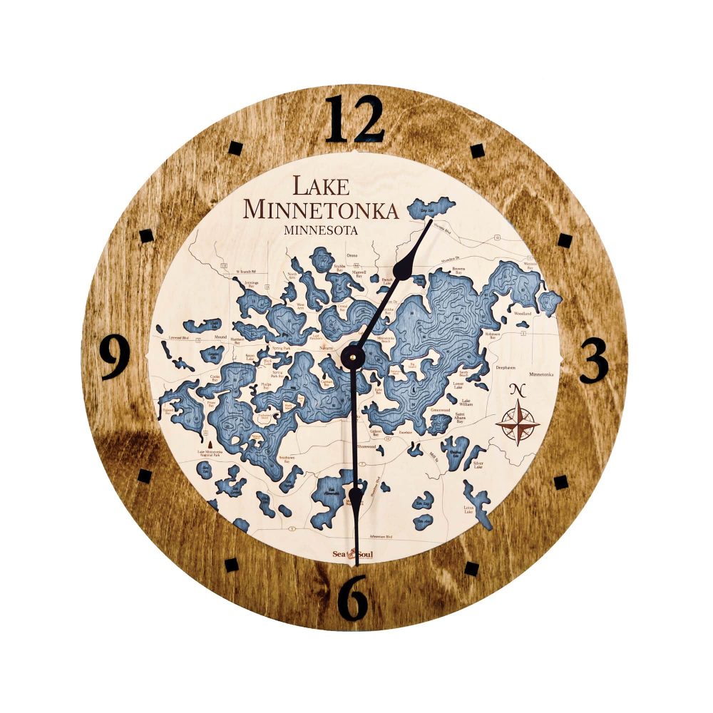Lake Minnetonka Nautical Clock Americana Accent with Deep Blue Water