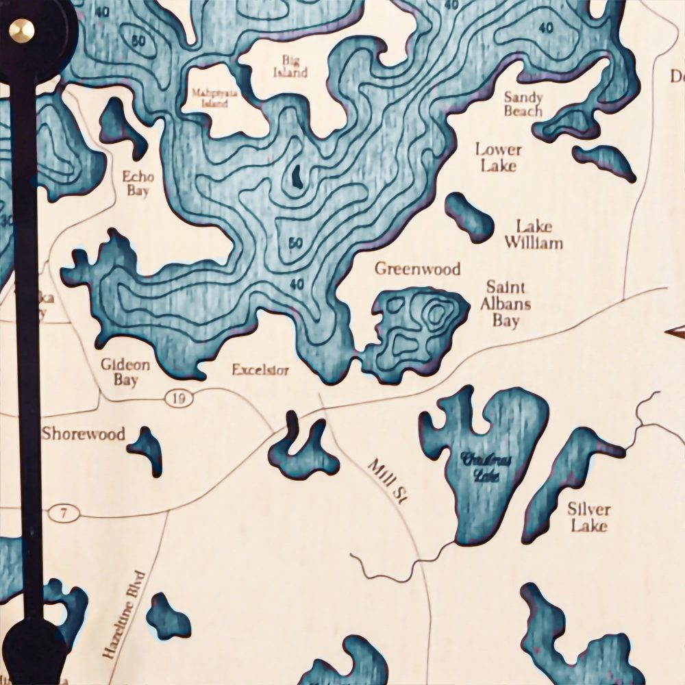 Lake Minnetonka Nautical Clock Birch Accent with Blue Green Water Detail Shot 2