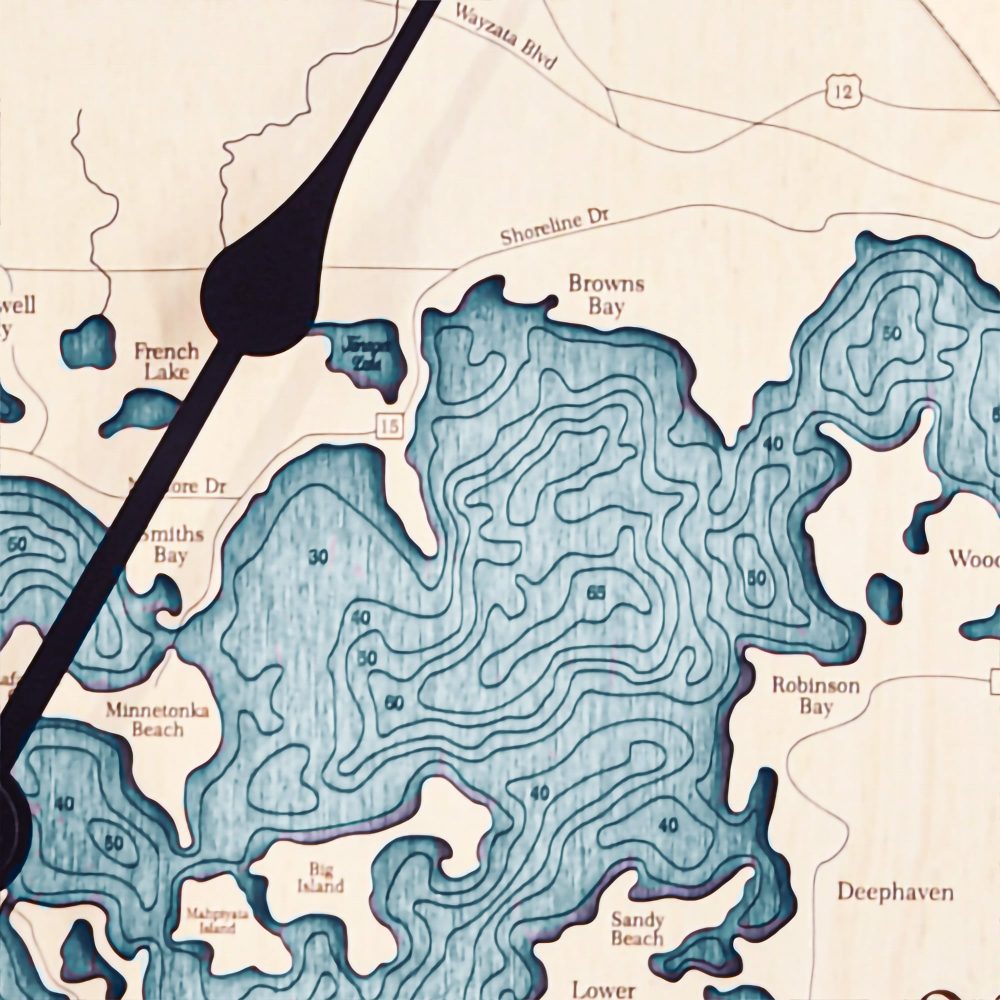 Lake Minnetonka Nautical Clock Birch Accent with Blue Green Water Detail Shot 3