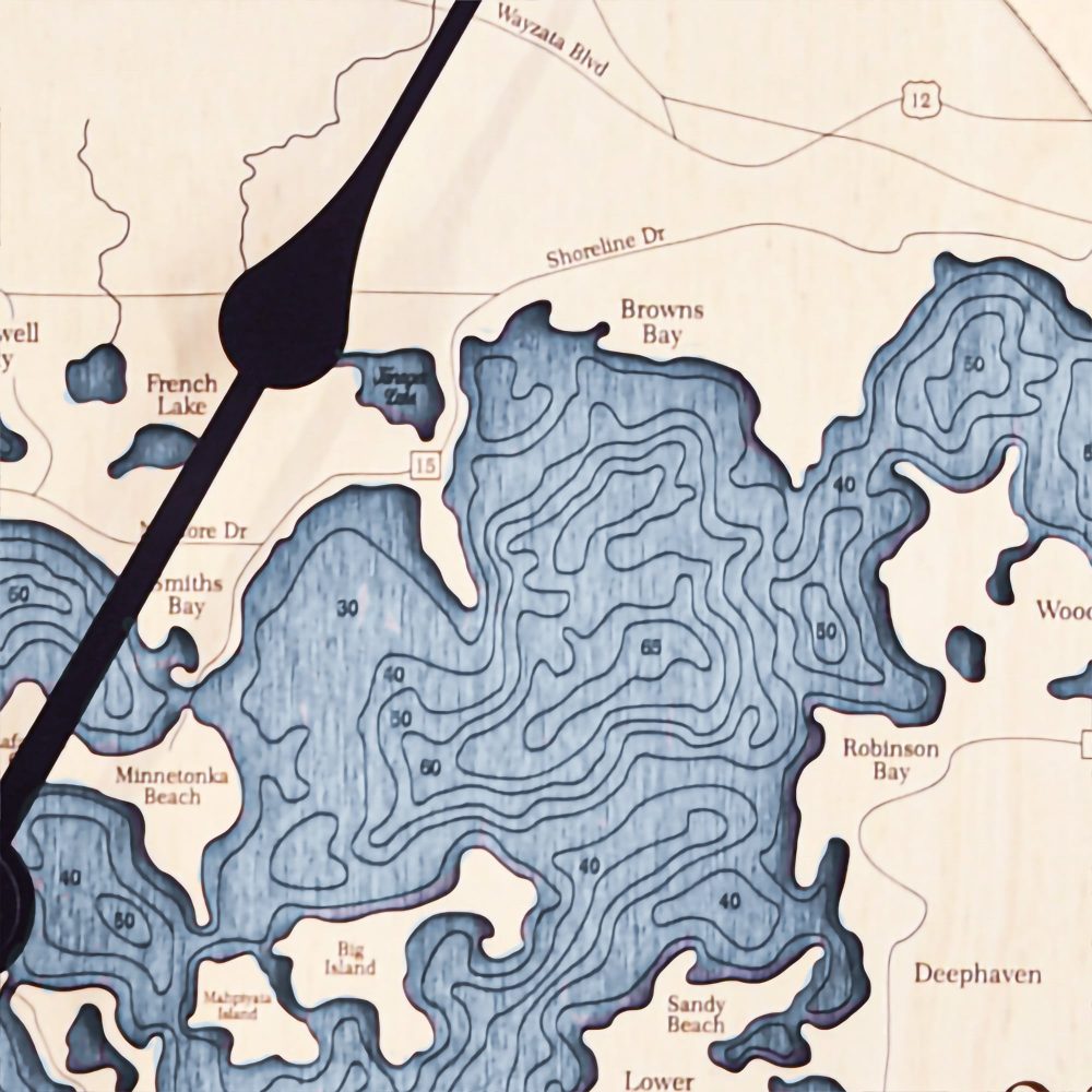 Lake Minnetonka Nautical Clock Birch Accent with Deep Blue Water Detail Shot 3