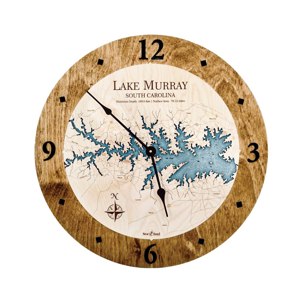 Lake Murray Nautical Clock Americana Accent with Blue Green Water