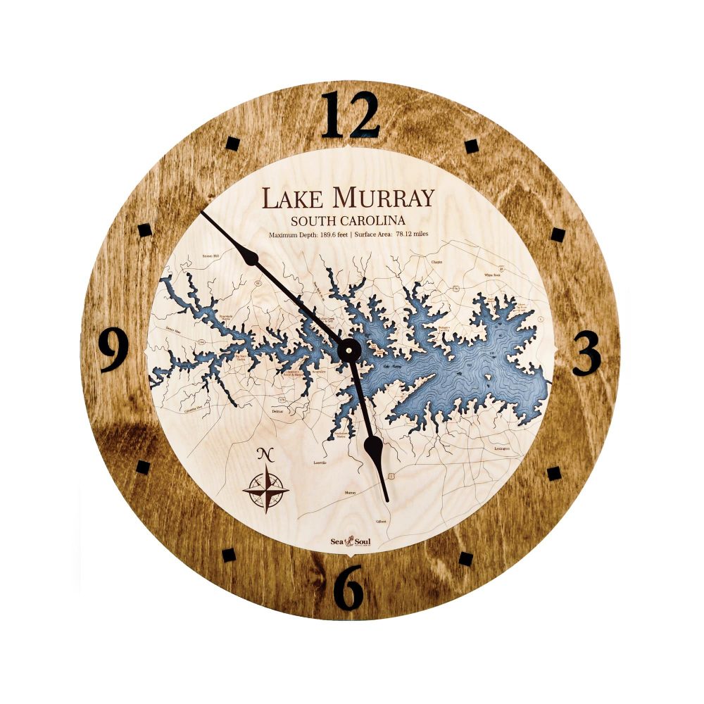 Lake Murray Nautical Clock Americana Accent with Deep Blue Water