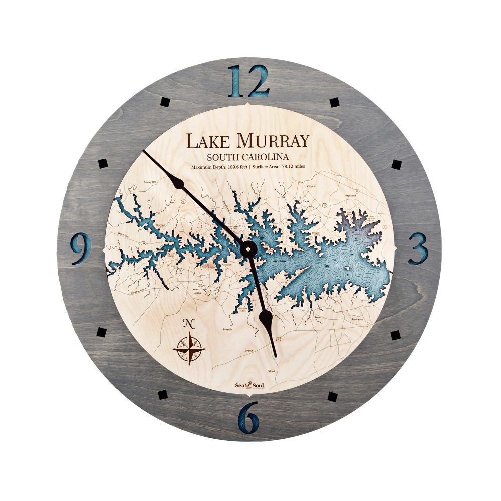 Lake Murray Nautical Clock Driftwood Accent with Blue Green Water