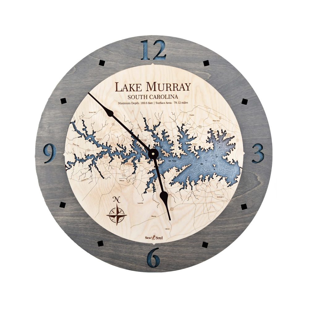 Lake Murray Nautical Clock Driftwood Accent with Deep Blue Water