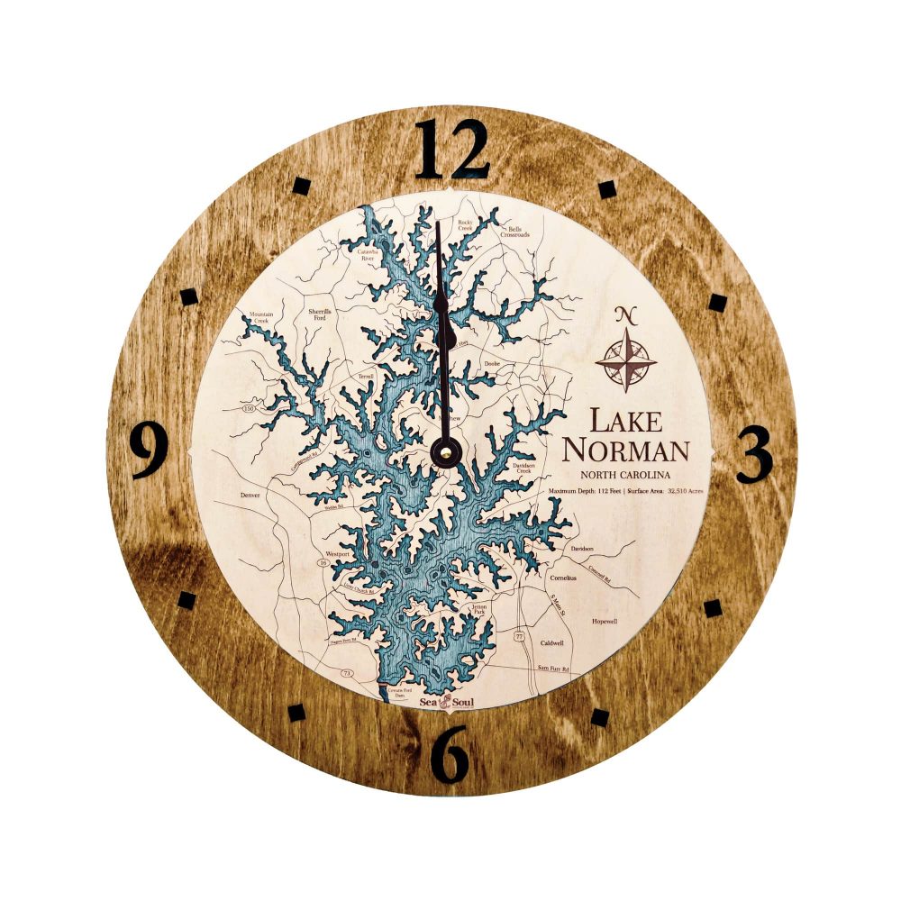Lake Norman Nautical Clock Americana Accent with Blue Green Water
