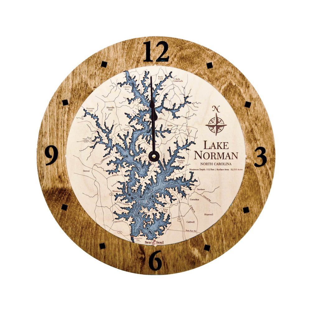 Lake Norman Nautical Clock Americana Accent with Deep Blue Water
