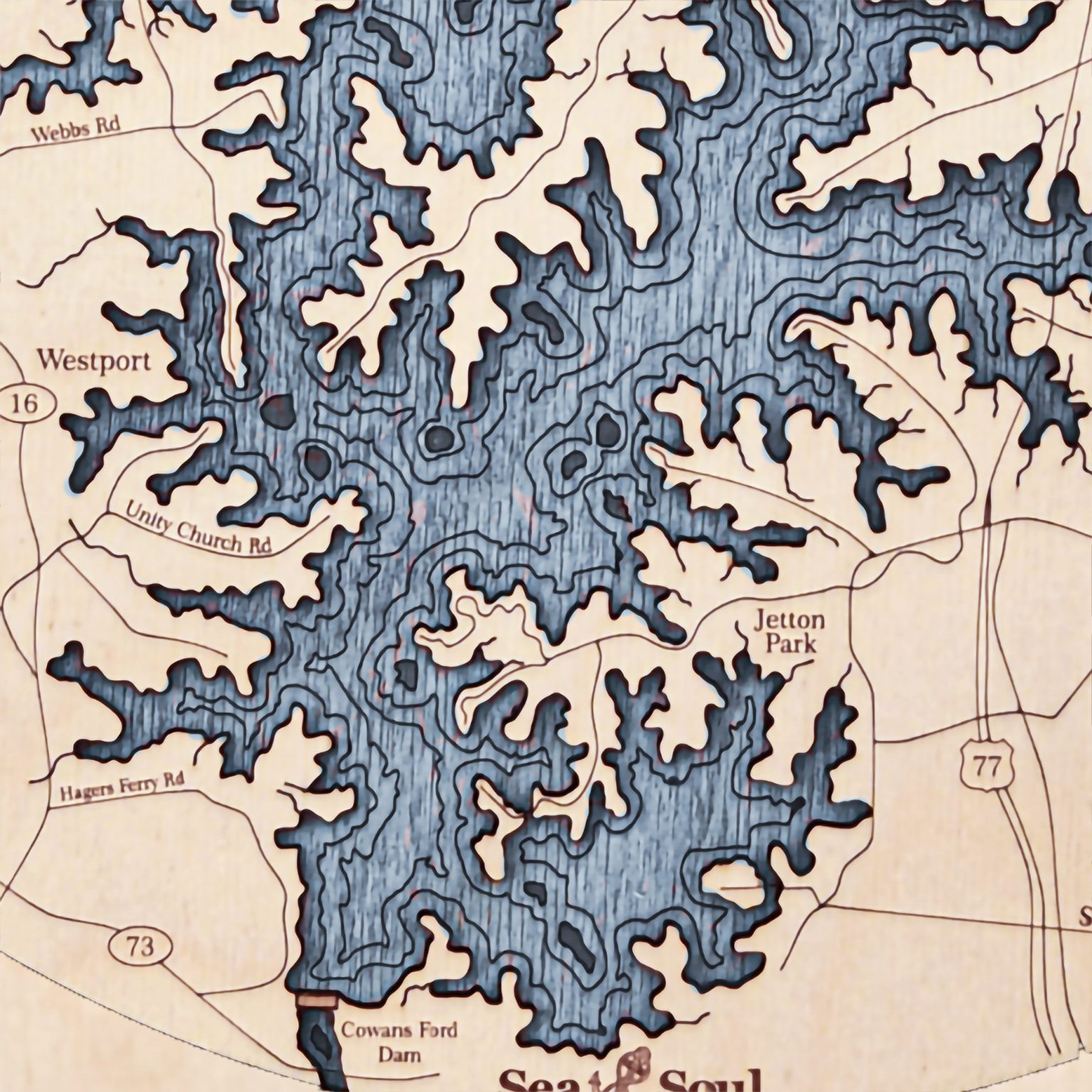 Lake Norman Nautical Map Clock - Sea and Soul Charts