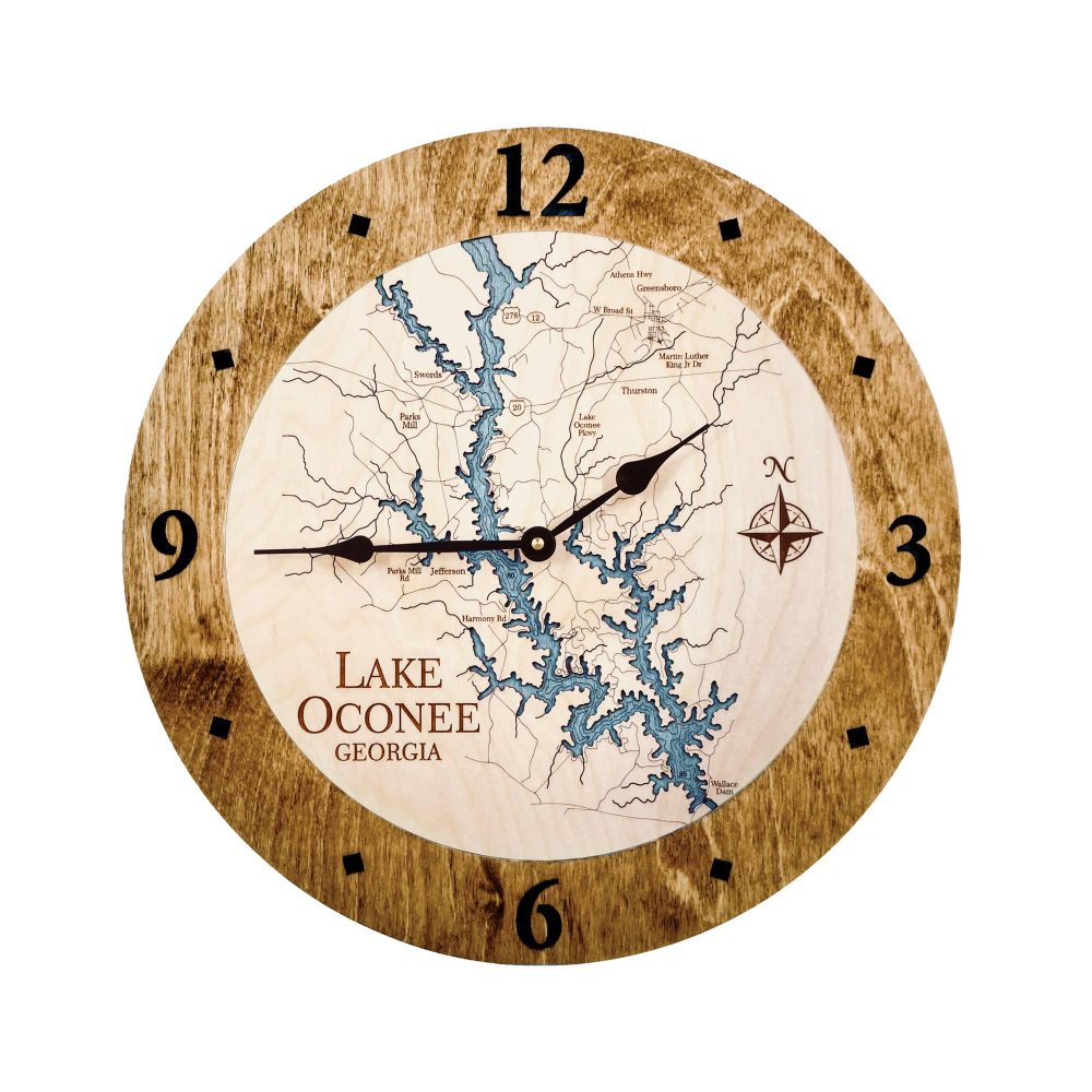 Lake Oconee Nautical Clock Americana Accent with Blue Green Water