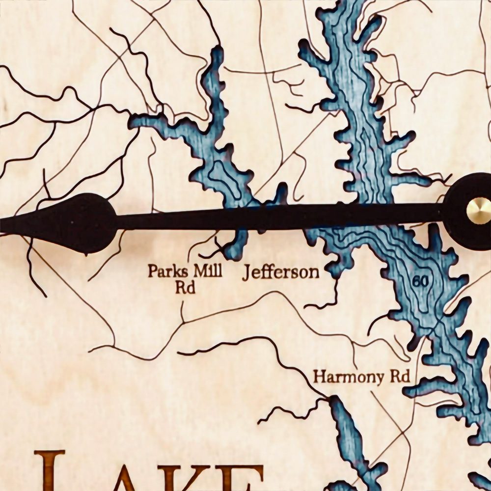 Lake Oconee Nautical Clock Birch Accent with Blue Green Water Detail Shot 1