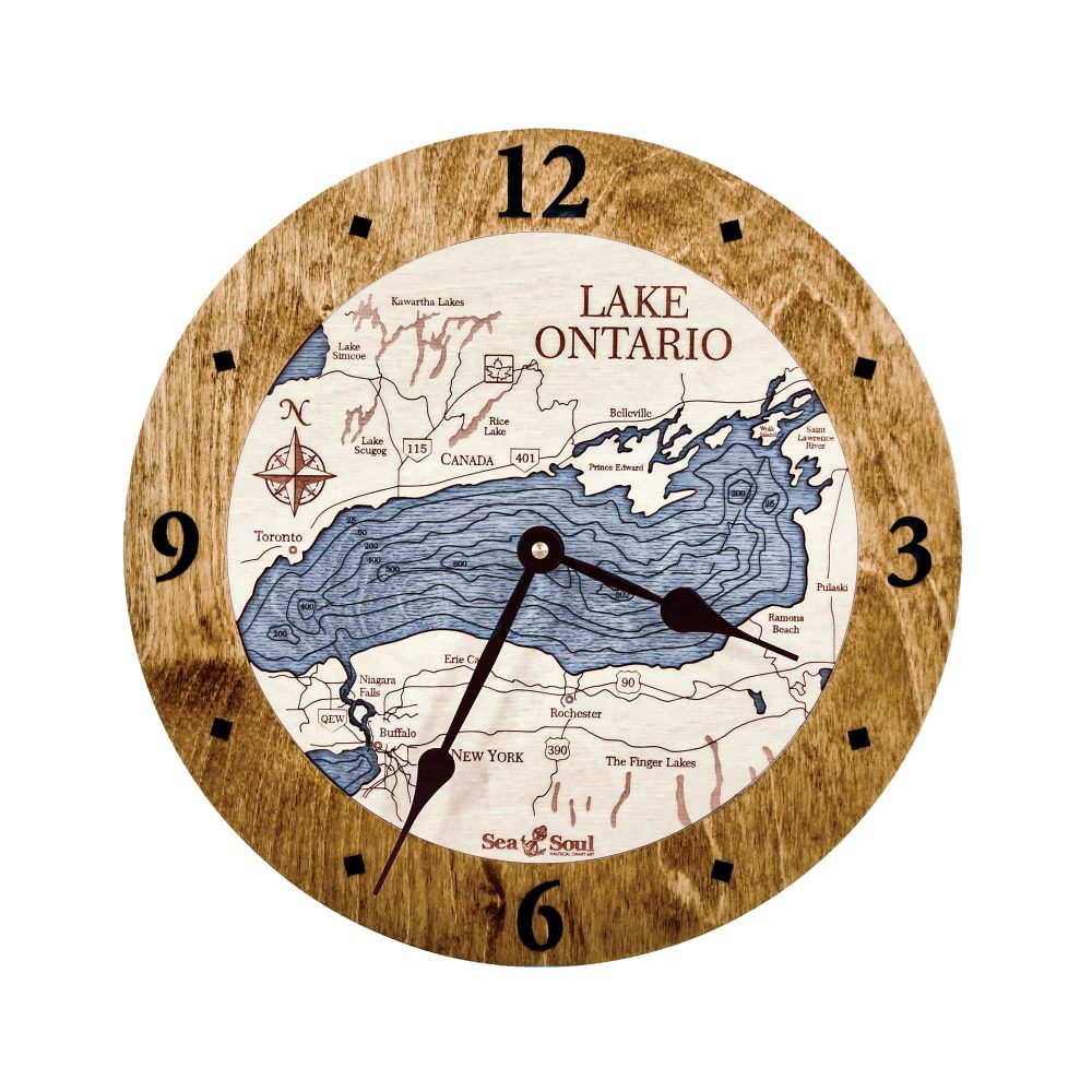 Lake Ontario Nautical Clock Americana Accent with Deep Blue Water