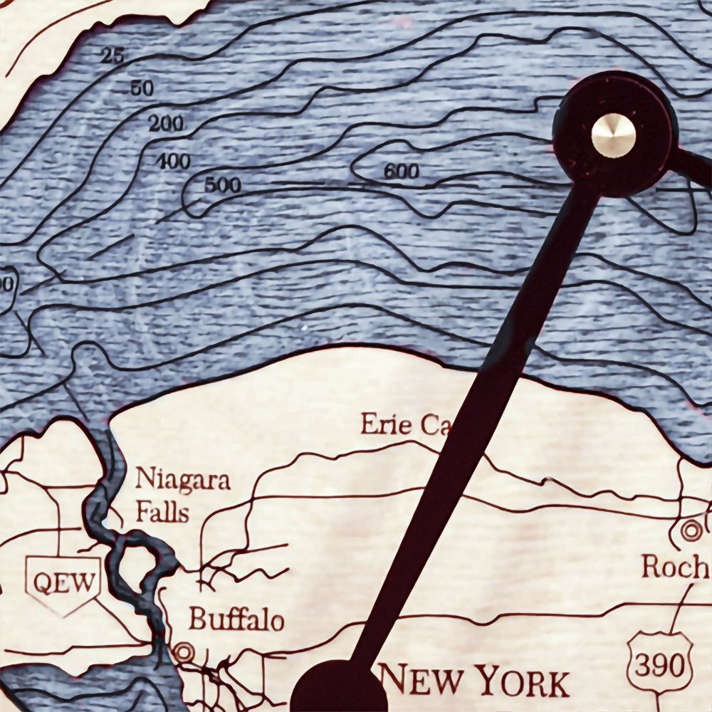 Lake Ontario Nautical Clock Birch Accent with Deep Blue Water Detail Shot 1