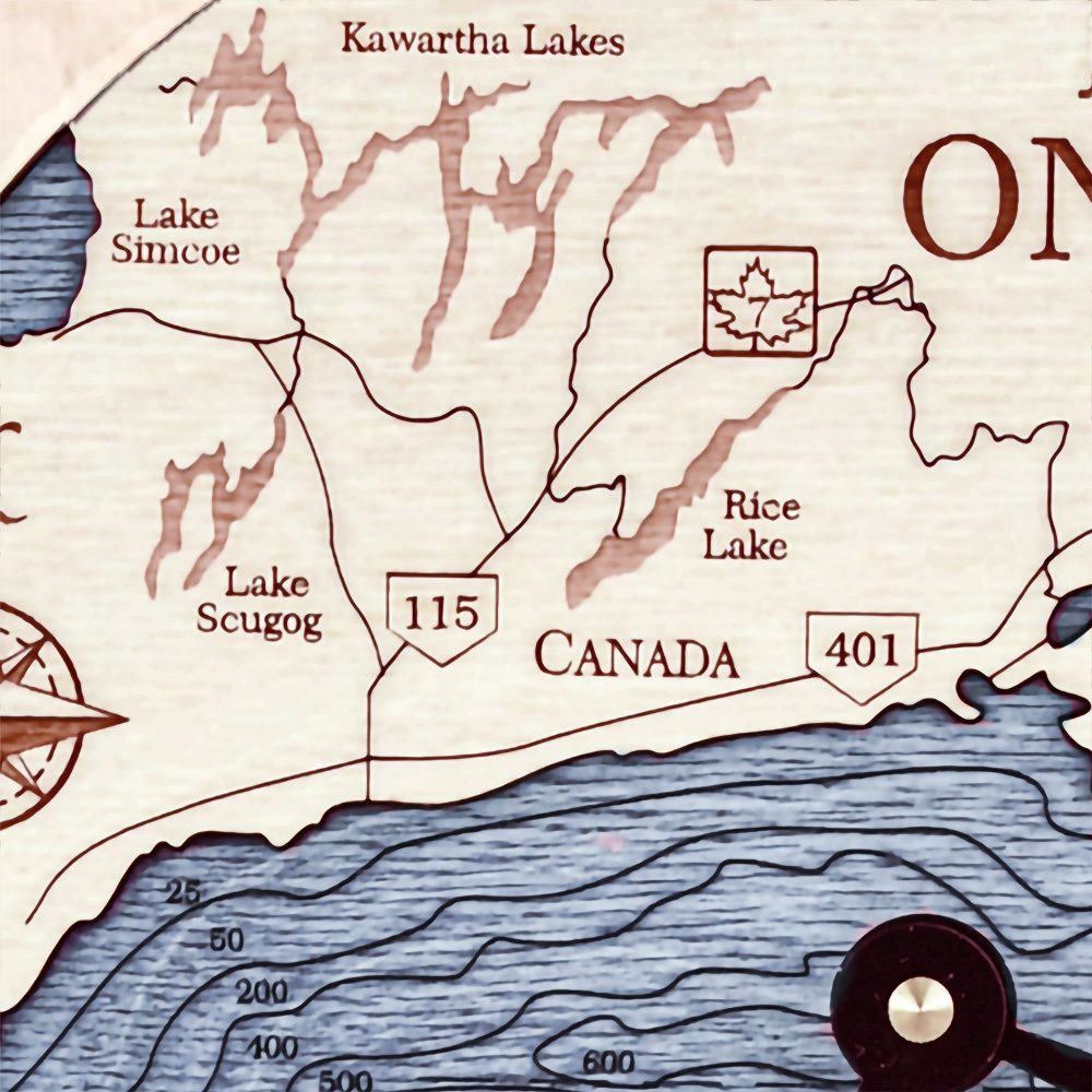 Lake Ontario Nautical Clock Birch Accent with Deep Blue Water Detail Shot 2