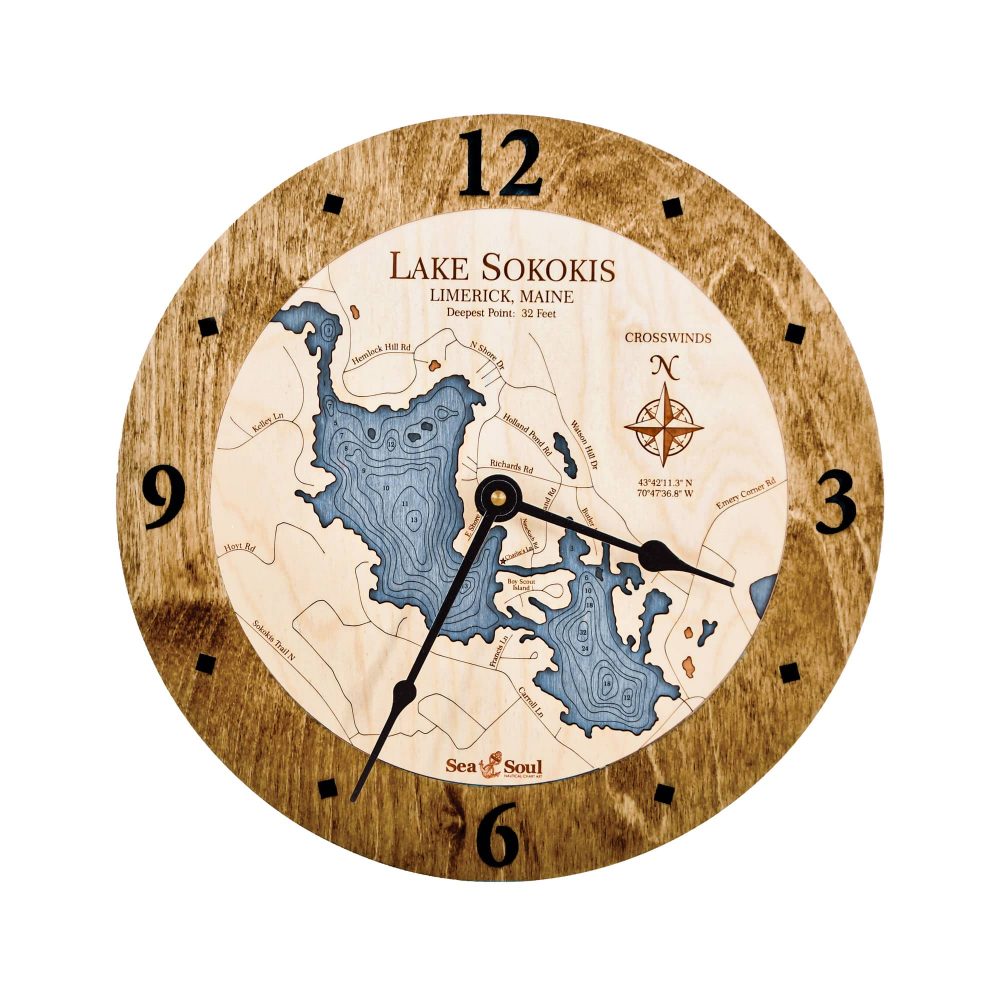 Lake Sokokis Nautical Clock Americana Accent with Deep Blue Water