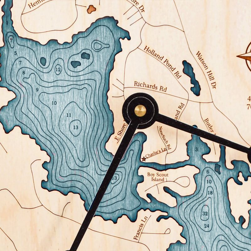 Lake Sokokis Nautical Map Clock - Sea and Soul Charts