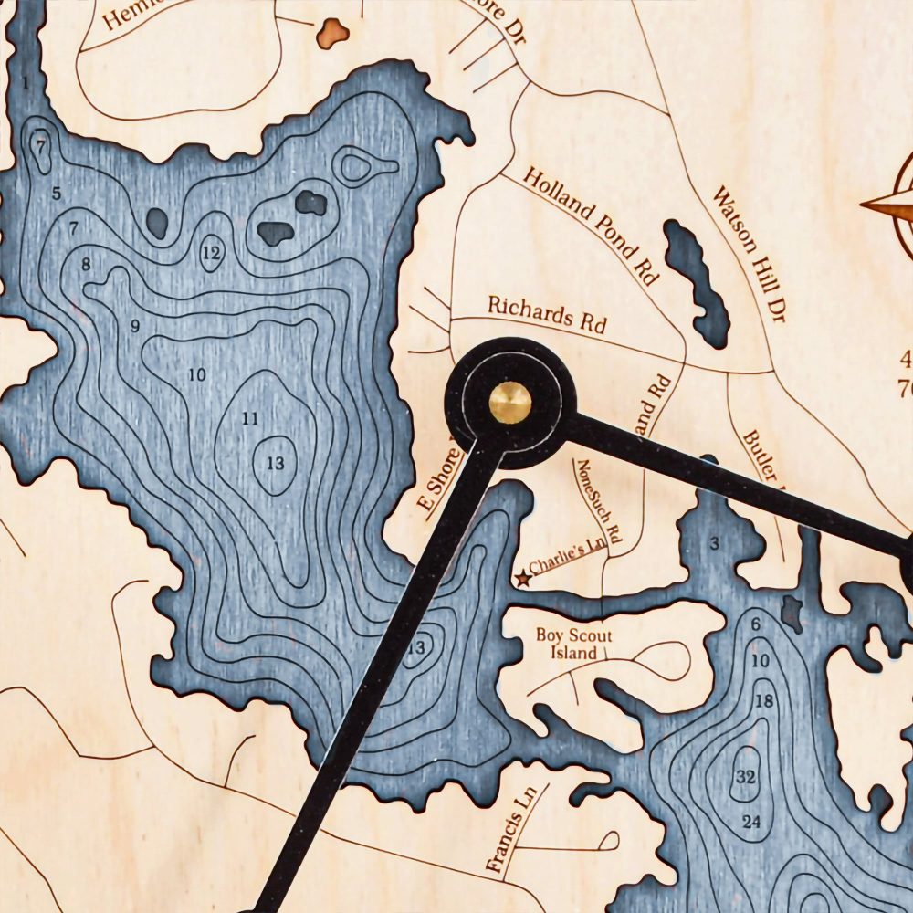 Lake Sokokis Nautical Clock Birch Accent with Deep Blue Water Detail Shot 3